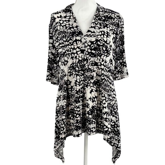 Chaus New York Tops - Chaus New York Black & White Womens Tunic Combo Asymmetrical Hem Top Size XL
